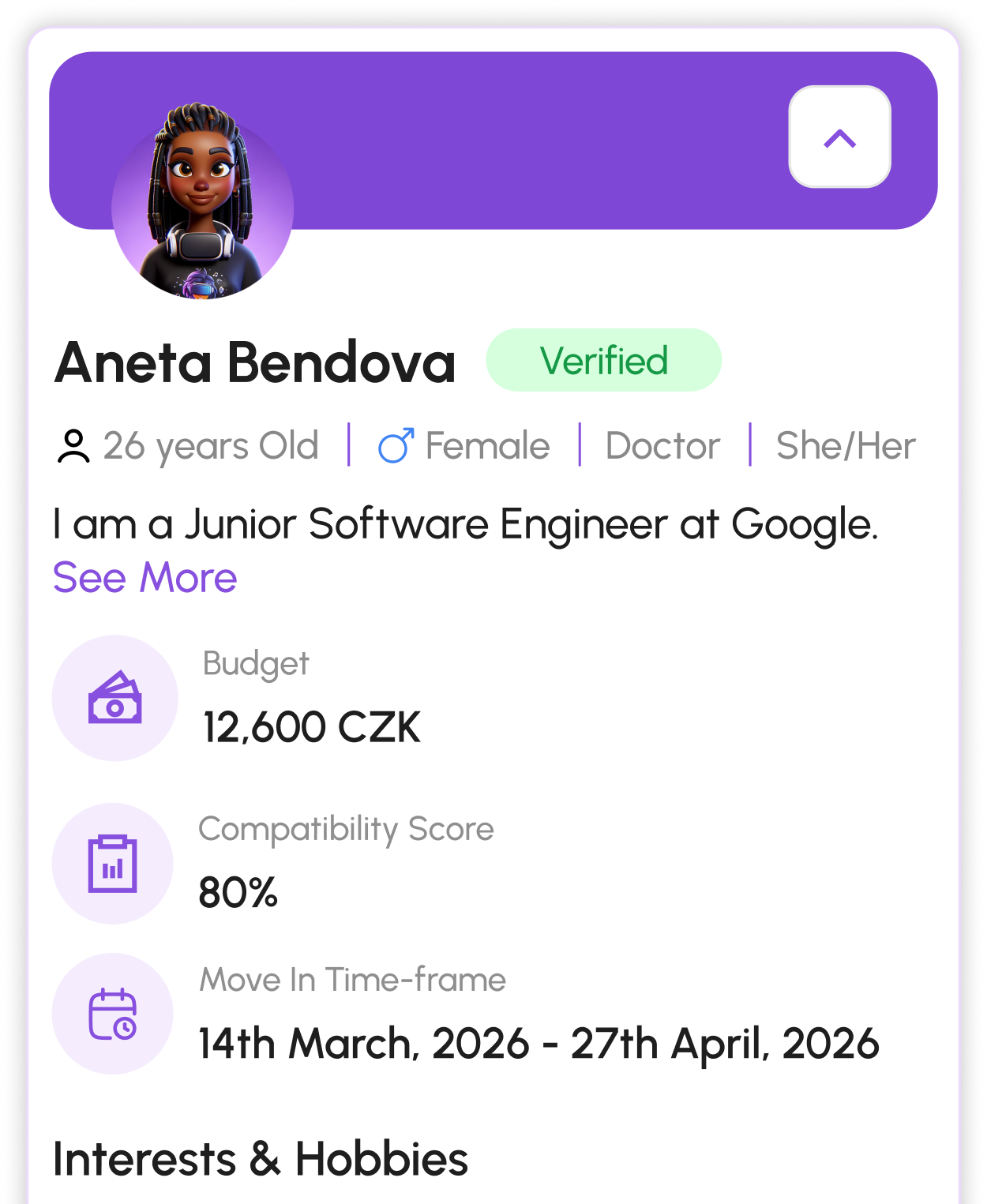 Roommate Profile UI