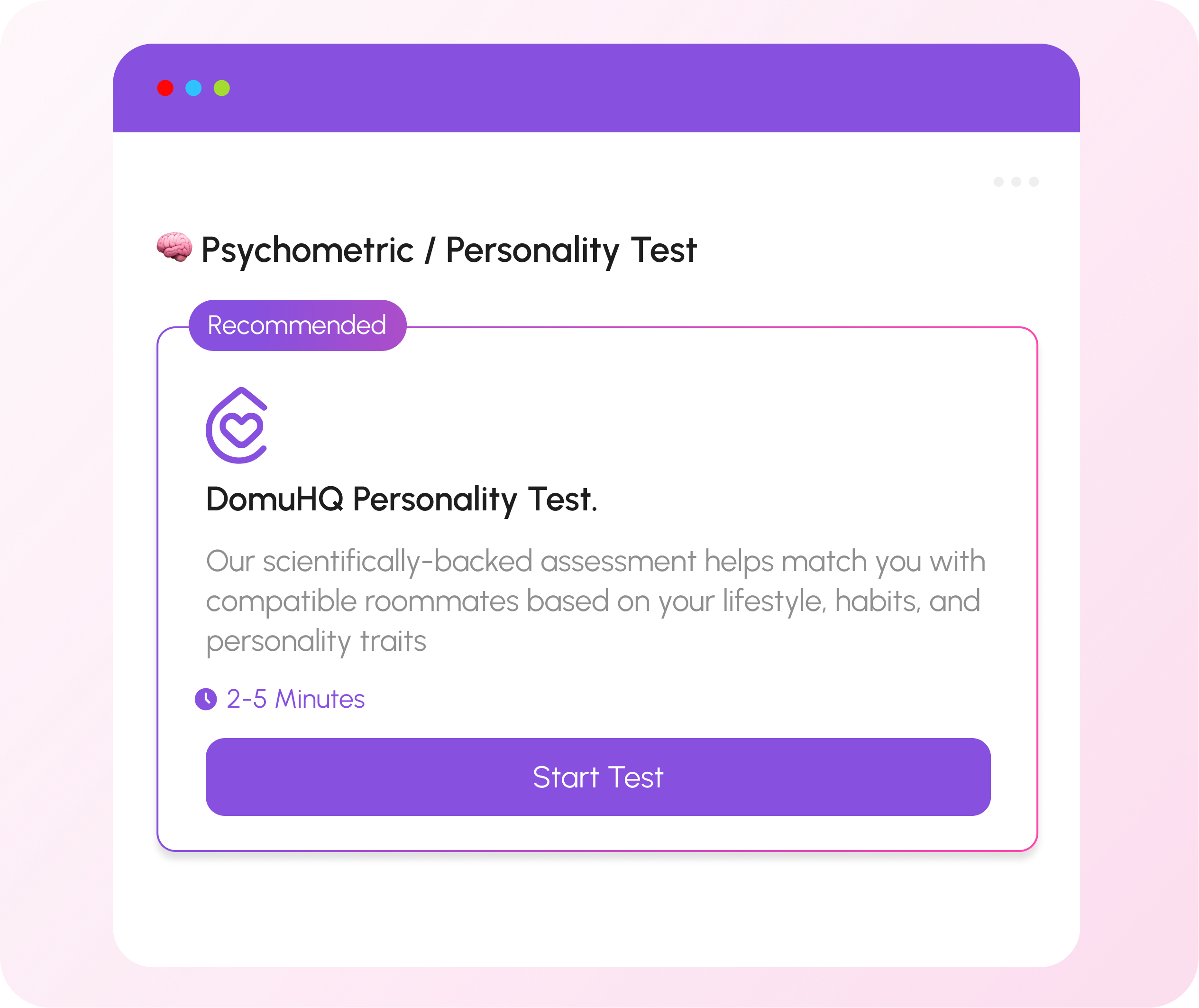 Personality Test UI